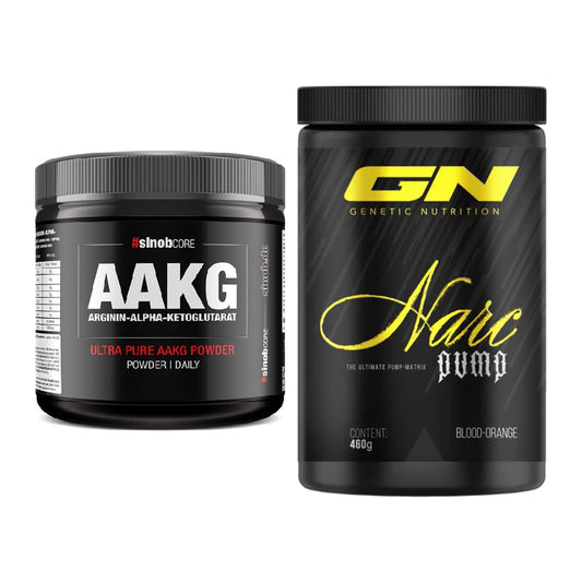Pump-Set: Sinob Core Arginin AAKG Pulver + GN Narc Pump – alle enthaltenen Artikel