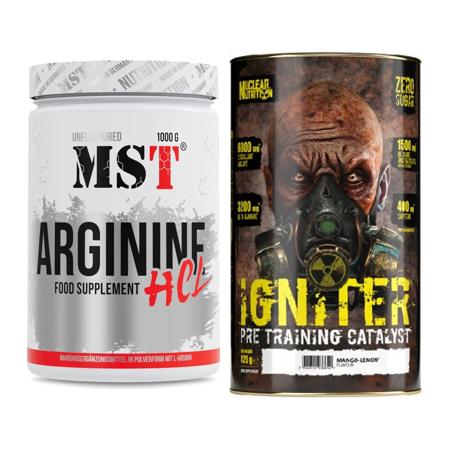 Pump-Set: MST Arginine HCL + Nuclear Nutrition IGNITER Booster – alle enthaltenen Artikel