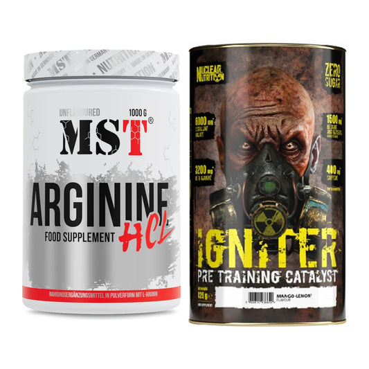 Pump-Set: MST Arginine HCL + Nuclear Nutrition IGNITER Booster – alle enthaltenen Artikel