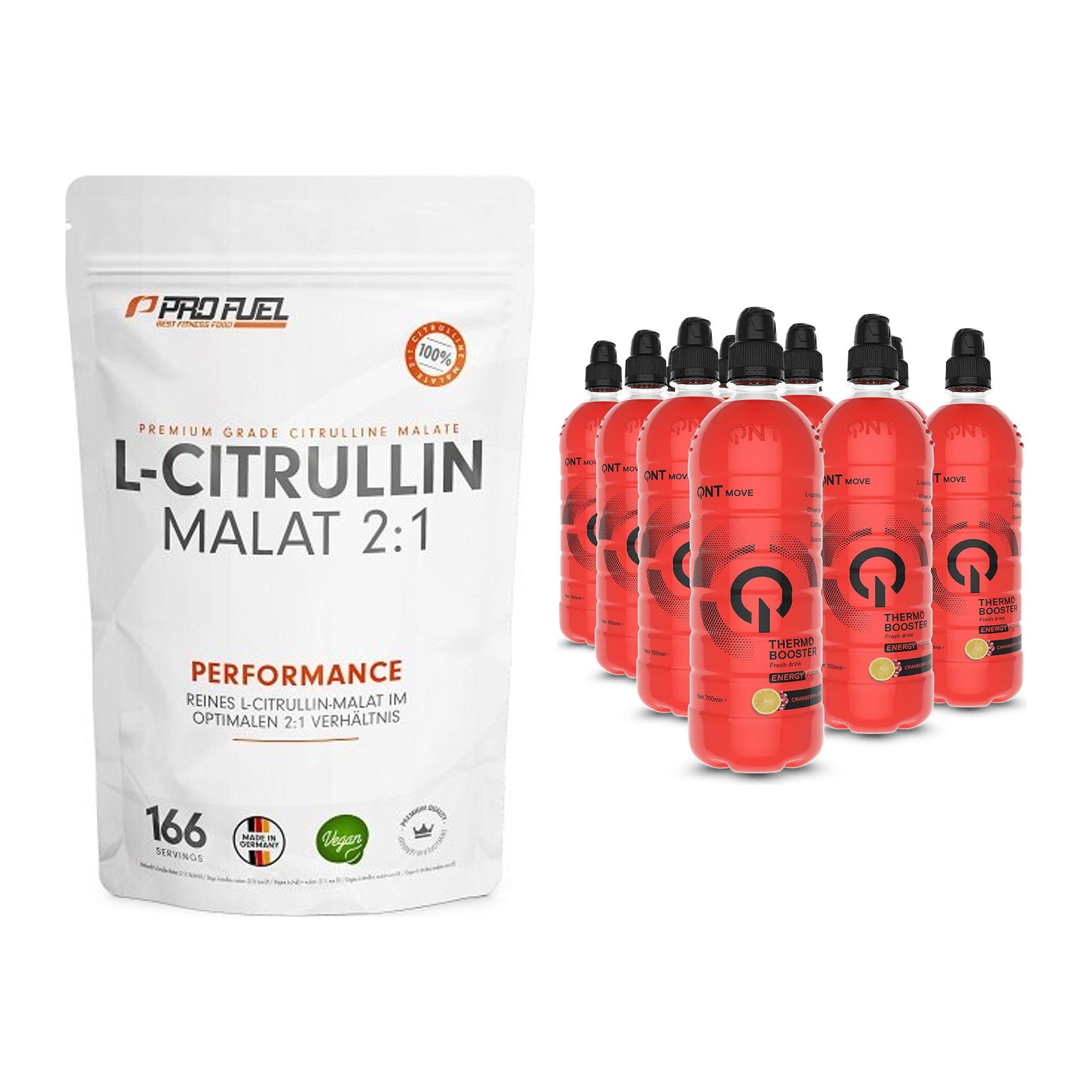 Pump-Set: ProFuel L-Citrullin Malat + QNT Thermo Booster 12x700ml – alle enthaltenen Artikel