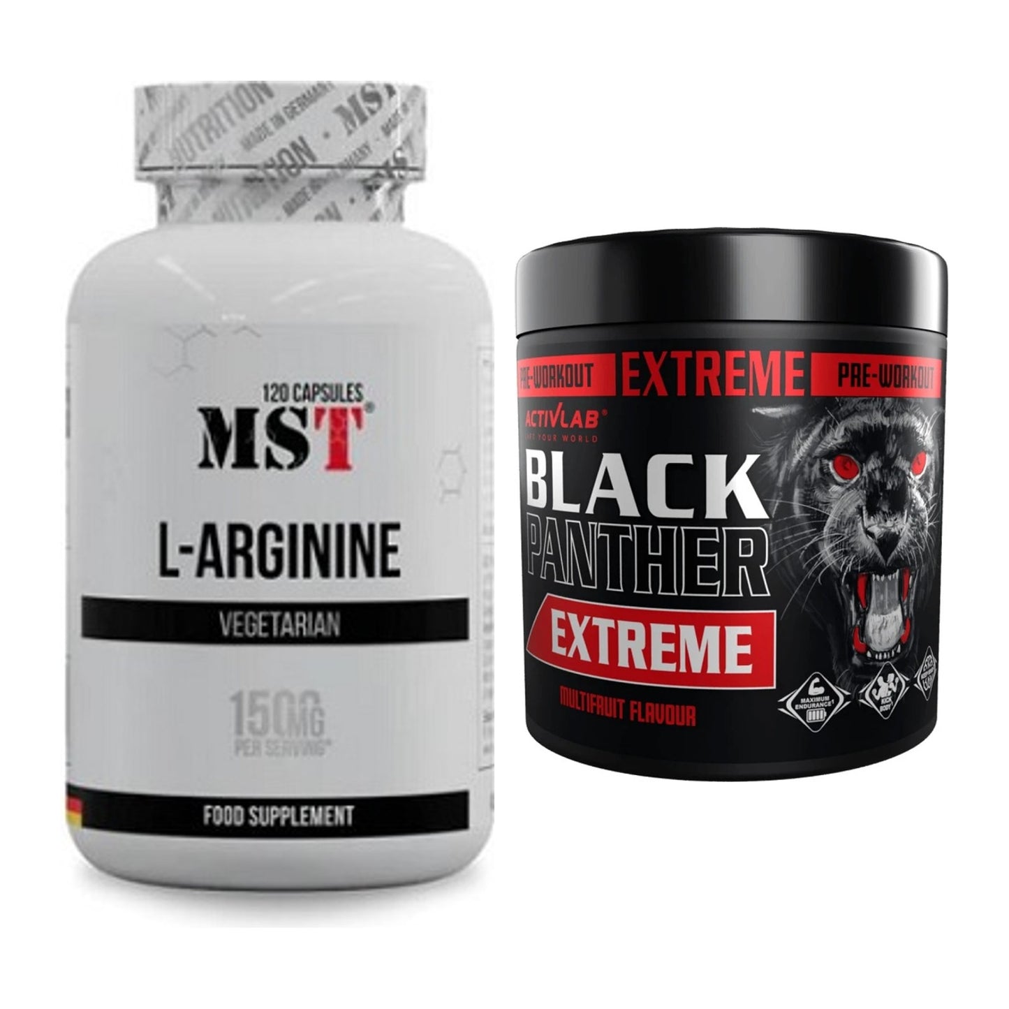 Pump-Set: MST L-Arginine 120 Kaps. + Activlab Black Panther EXTREME – alle enthaltenen Artikel