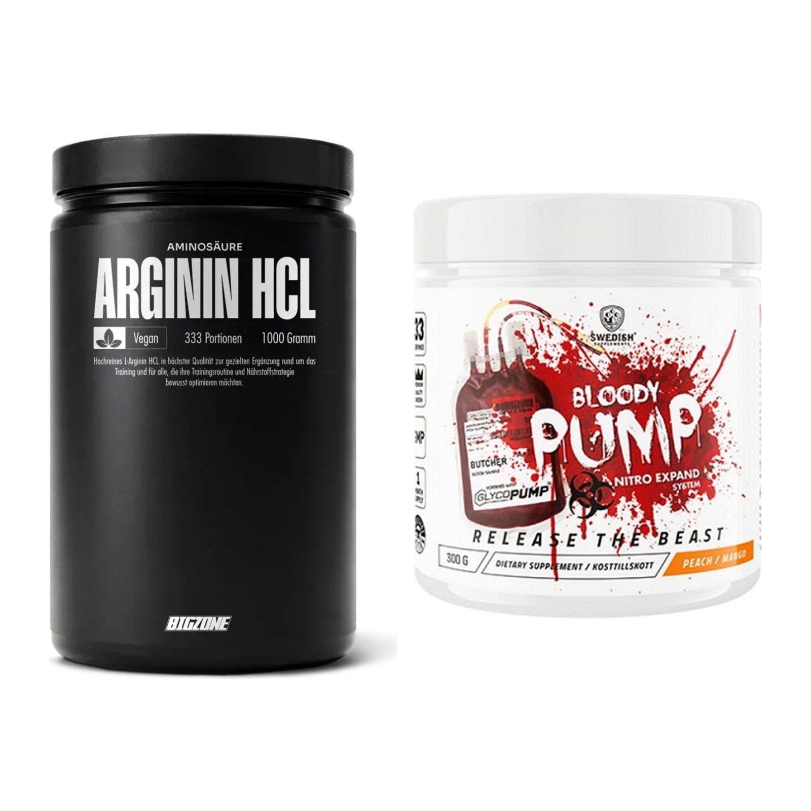 Pump-Set: Big Zone L-Arginin + Swedish Supplements Bloody Pump – alle enthaltenen Artikel