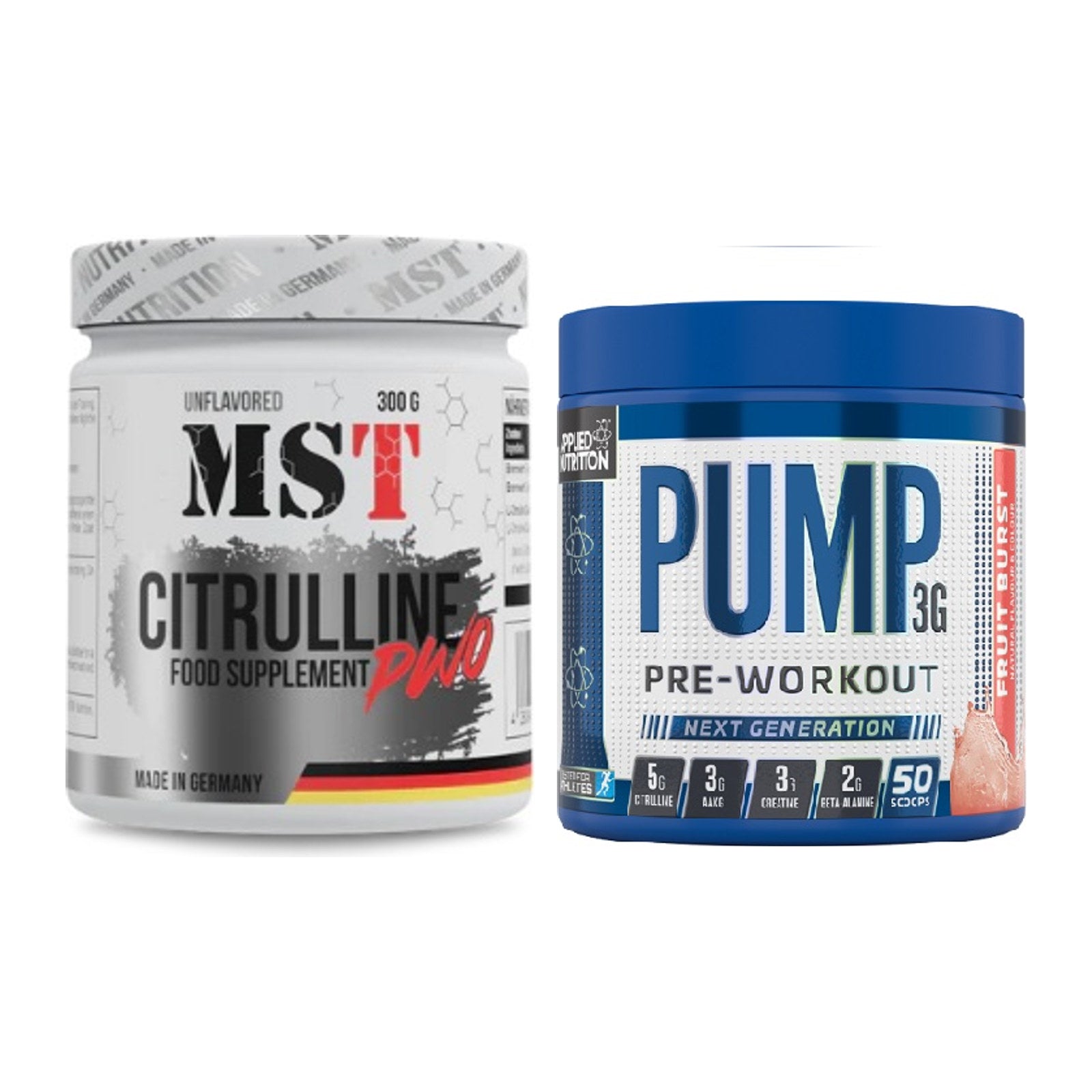 Pump-Set: MST Citrulline Malat 300g + Applied Nutrition Pump – alle enthaltenen Artikel