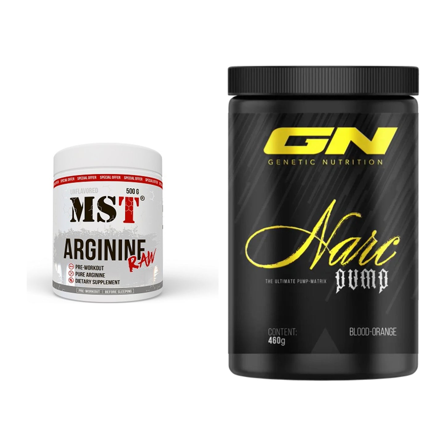 Pump-Set: MST Arginine RAW + GN Narc Pump – alle enthaltenen Artikel