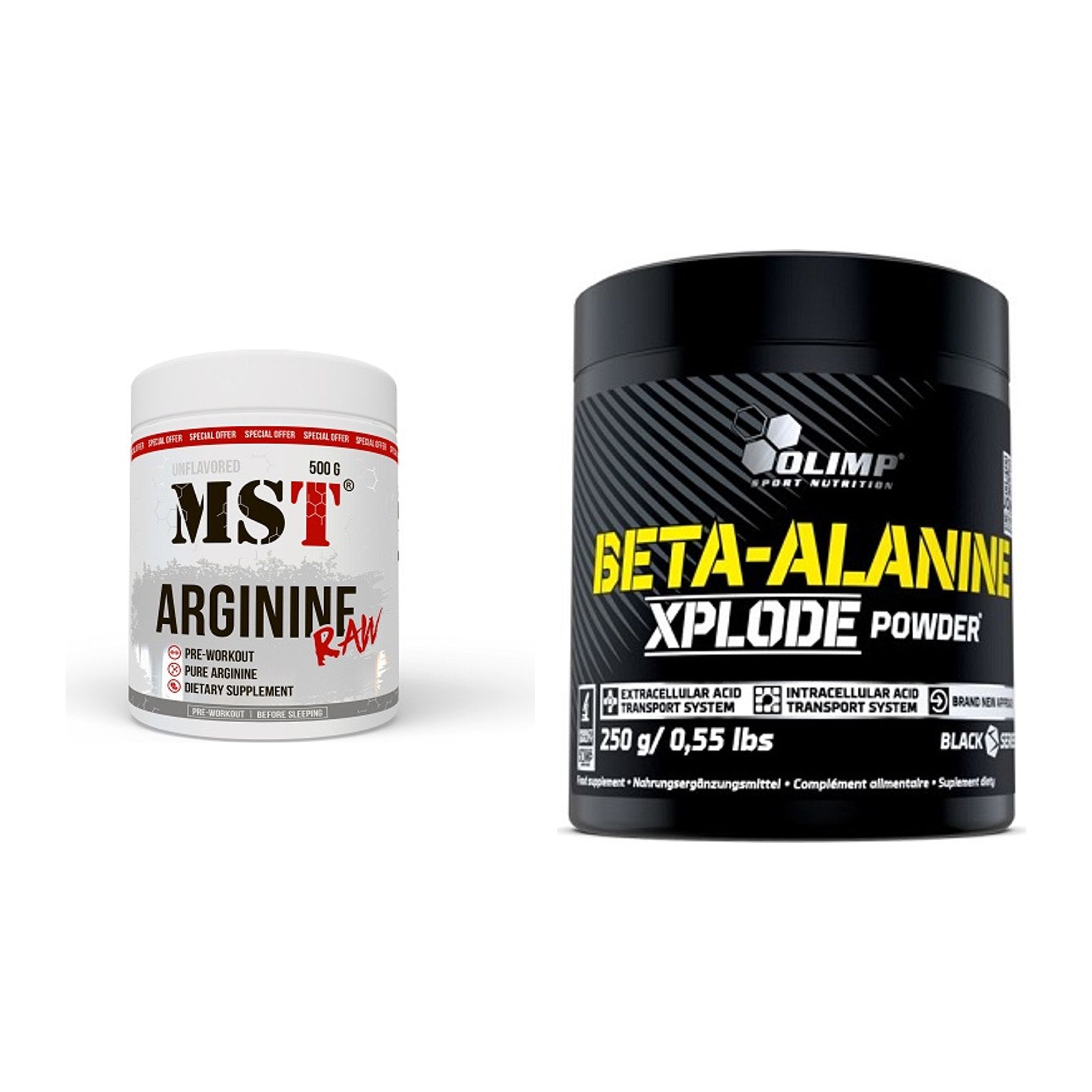 Pump-Set: MST Arginine RAW + Olimp Beta-Alanine Xplode Powder – alle enthaltenen Artikel