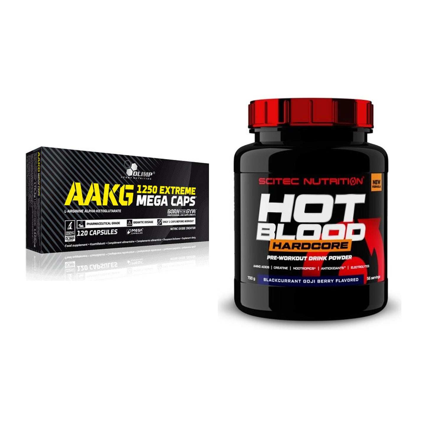 Pump-Set: Olimp AAKG Extreme Mega Caps + Scitec Hot Blood Hardcore – alle enthaltenen Artikel