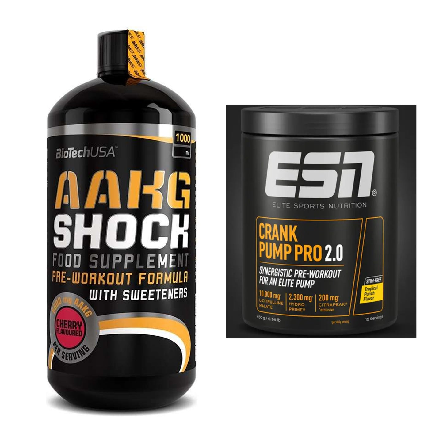 Pump-Set: BioTech AAKG Shock Extreme + ESN Crank Pump Pro 2.0 – alle enthaltenen Artikel