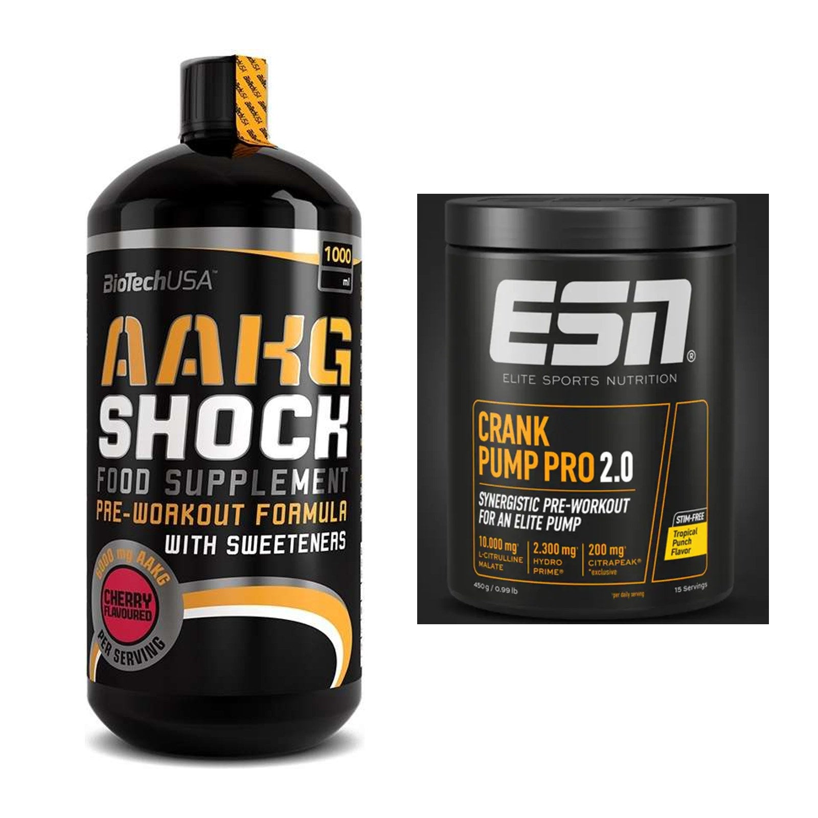 Pump-Set: BioTech AAKG Shock Extreme + ESN Crank Pump Pro 2.0 – alle enthaltenen Artikel