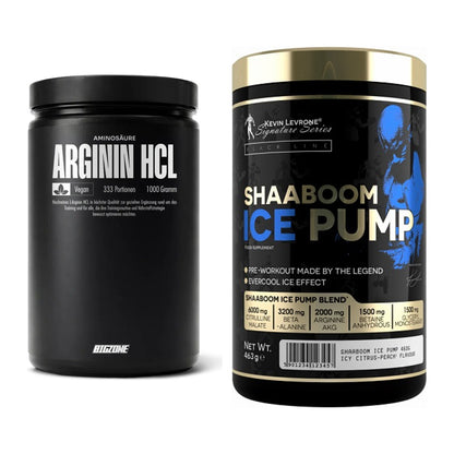 Pump-Set: Big Zone L-Arginin + Kevin Levrone Shaaboom Ice Pump – alle enthaltenen Artikel