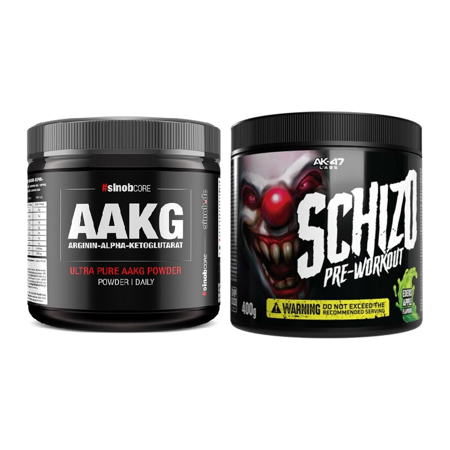 Pump-Set: Sinob Core Arginin AAKG + AK47 Labs Schizo Pre-Workout – alle enthaltenen Artikel