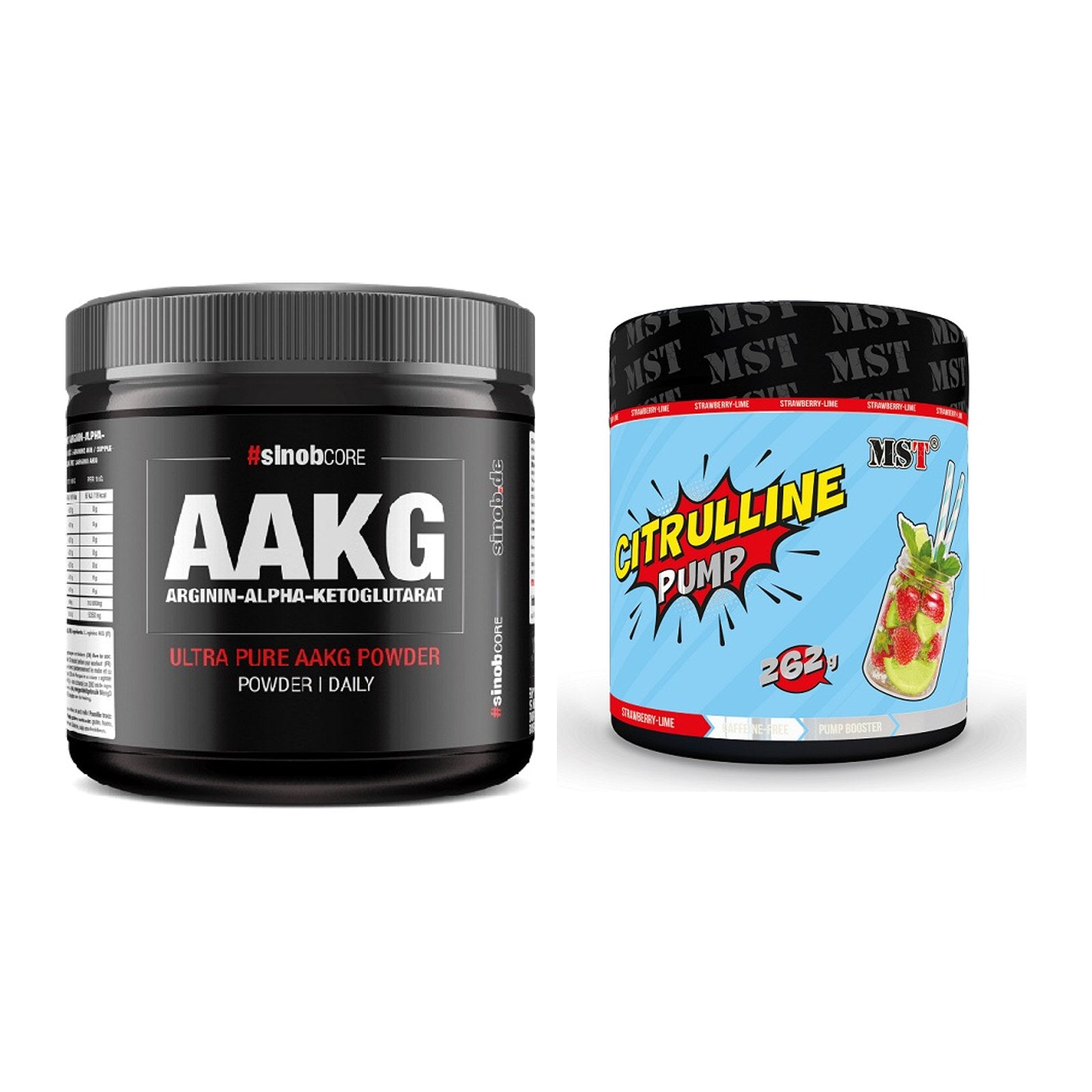 Pump-Set: Sinob Core Arginin AAKG Pulver + MST Citrulline Pump – alle enthaltenen Artikel