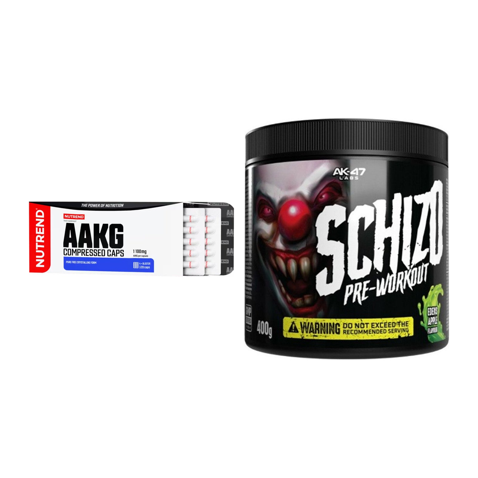 Pump-Set: Nutrend AAKG Compressed + AK47 Labs Schizo Pre-Workout – alle enthaltenen Artikel