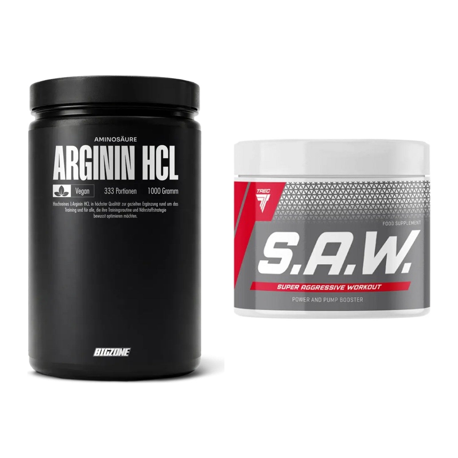 Pump-Set: Big Zone L-Arginin + Trec Nutrition SAW Booster – alle enthaltenen Artikel