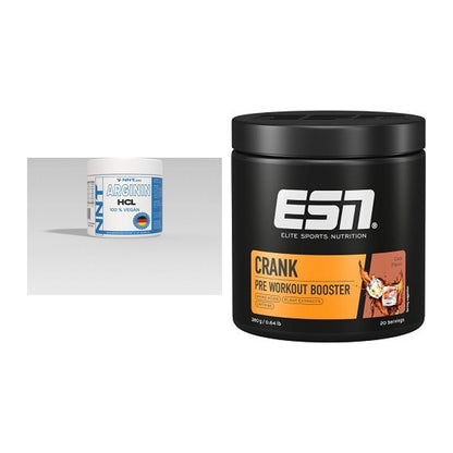 Pump-Set: NNT Arginin + ESN Crank Booster 380g – alle enthaltenen Artikel