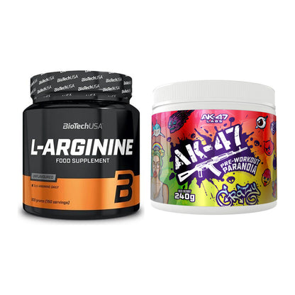Pump-Set: BioTech L-Arginin + AK47 Labs Pre-Workout Paranoia – alle enthaltenen Artikel