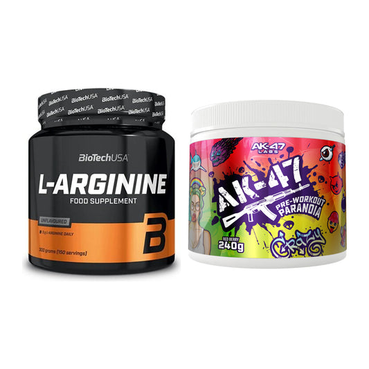 Pump-Set: BioTech L-Arginin + AK47 Labs Pre-Workout Paranoia – alle enthaltenen Artikel
