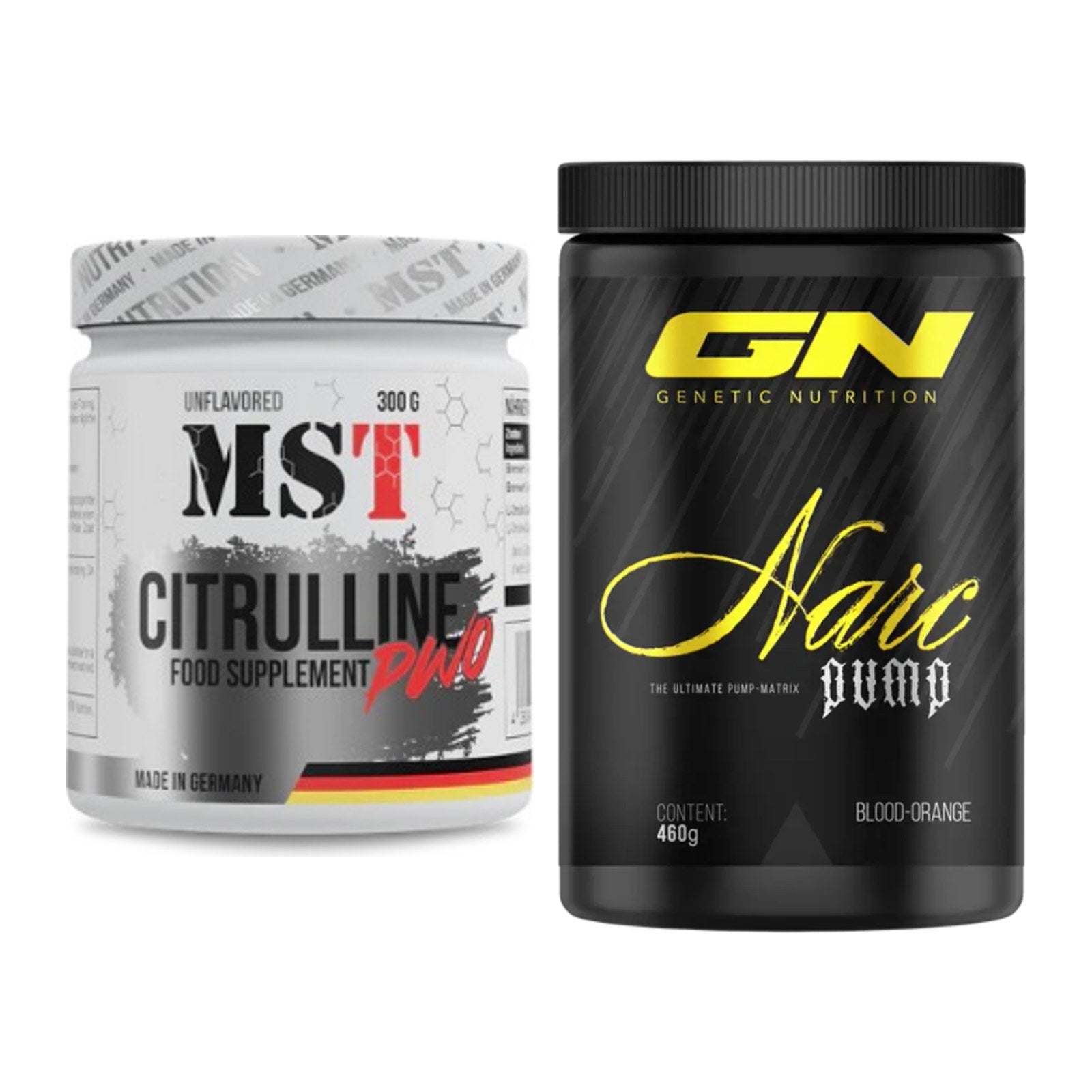 Pump-Set: MST Citrulline Malat 300g + GN Narc Pump – alle enthaltenen Artikel