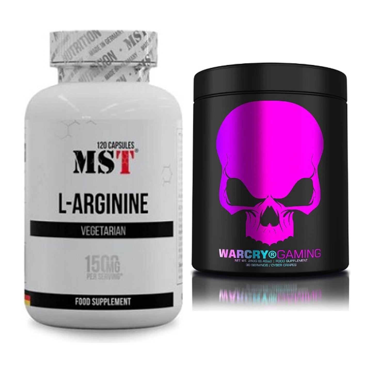 Pump-Set: MST L-Arginine 120 Kaps. + Genius Nutrition Warcry Gaming – alle enthaltenen Artikel