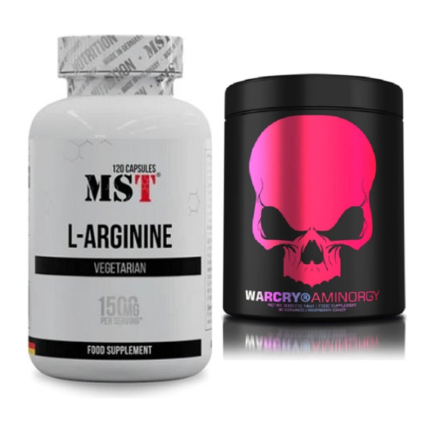 Pump-Set: MST L-Arginine 120 Kaps. + Genius Nutrition Warcry AminoRGY – alle enthaltenen Artikel