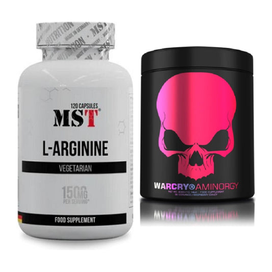 Pump-Set: MST L-Arginine 120 Kaps. + Genius Nutrition Warcry AminoRGY – alle enthaltenen Artikel