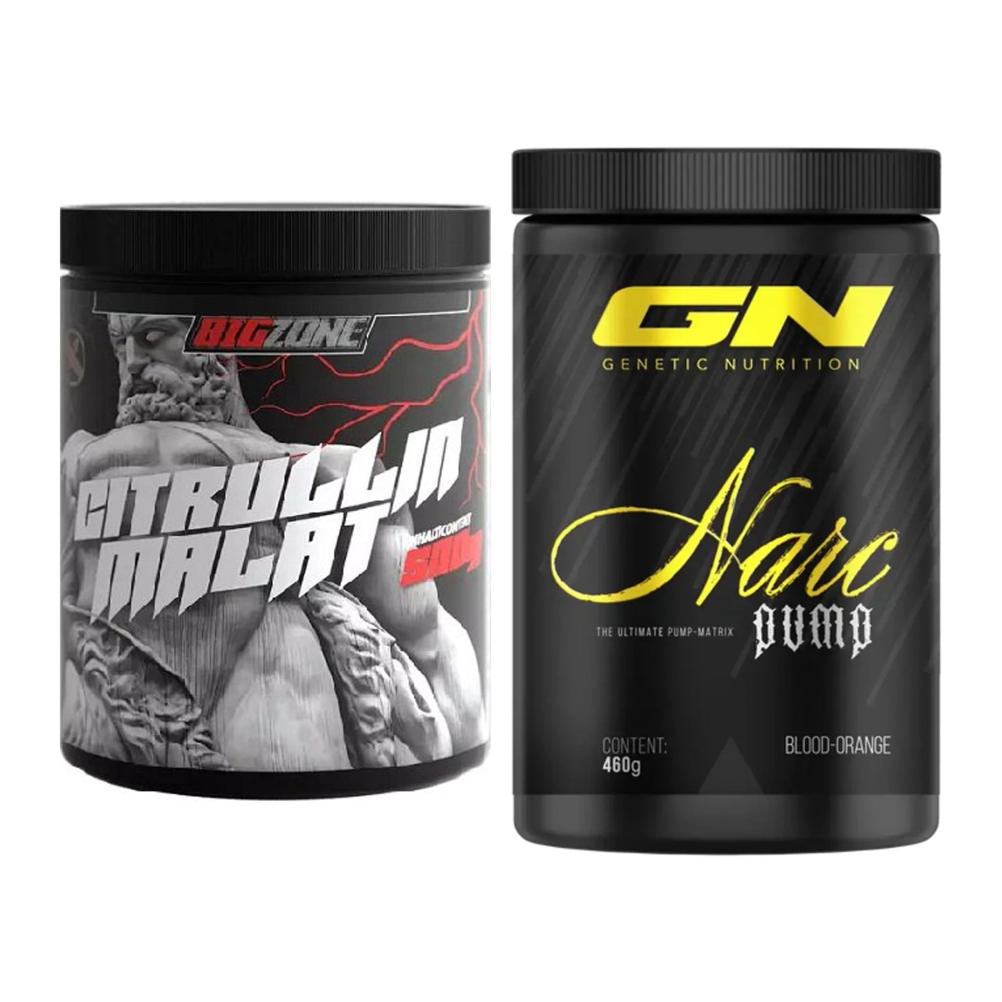 Pump-Set: Big Zone Citrullin Malat + GN Narc Pump 460g (Blood Orange) – alle enthaltenen Artikel