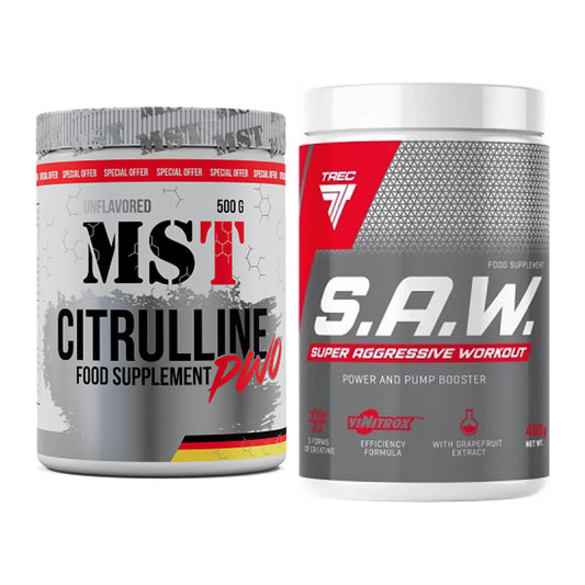 Pump-Set: MST Citrulline Malat 500g + Trec Nutrition SAW Booster – alle enthaltenen Artikel