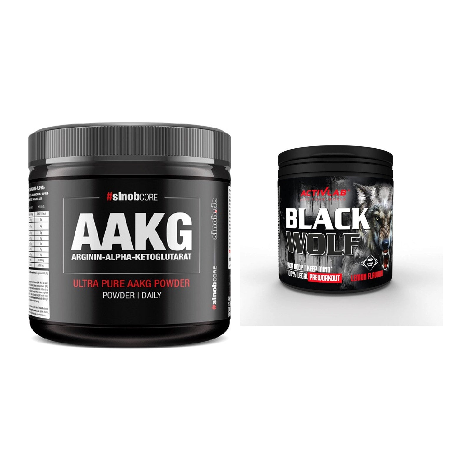 Pump-Set: Sinob Core Arginin AAKG + Activlab Black Wolf – alle enthaltenen Artikel