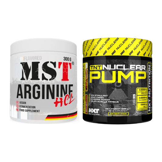 Pump-Set: MST Arginine HCL + NXT Nutrition TNT Nuclear Pump – alle enthaltenen Artikel