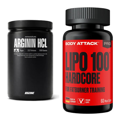 Pump-Set: Big Zone L-Arginin + Body Attack LIPO 100-HARDCORE – alle enthaltenen Artikel