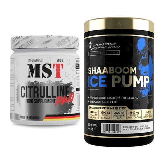 Pump-Set: MST Citrulline Malat 300g + Kevin Levrone Shaaboom Ice Pump – alle enthaltenen Artikel