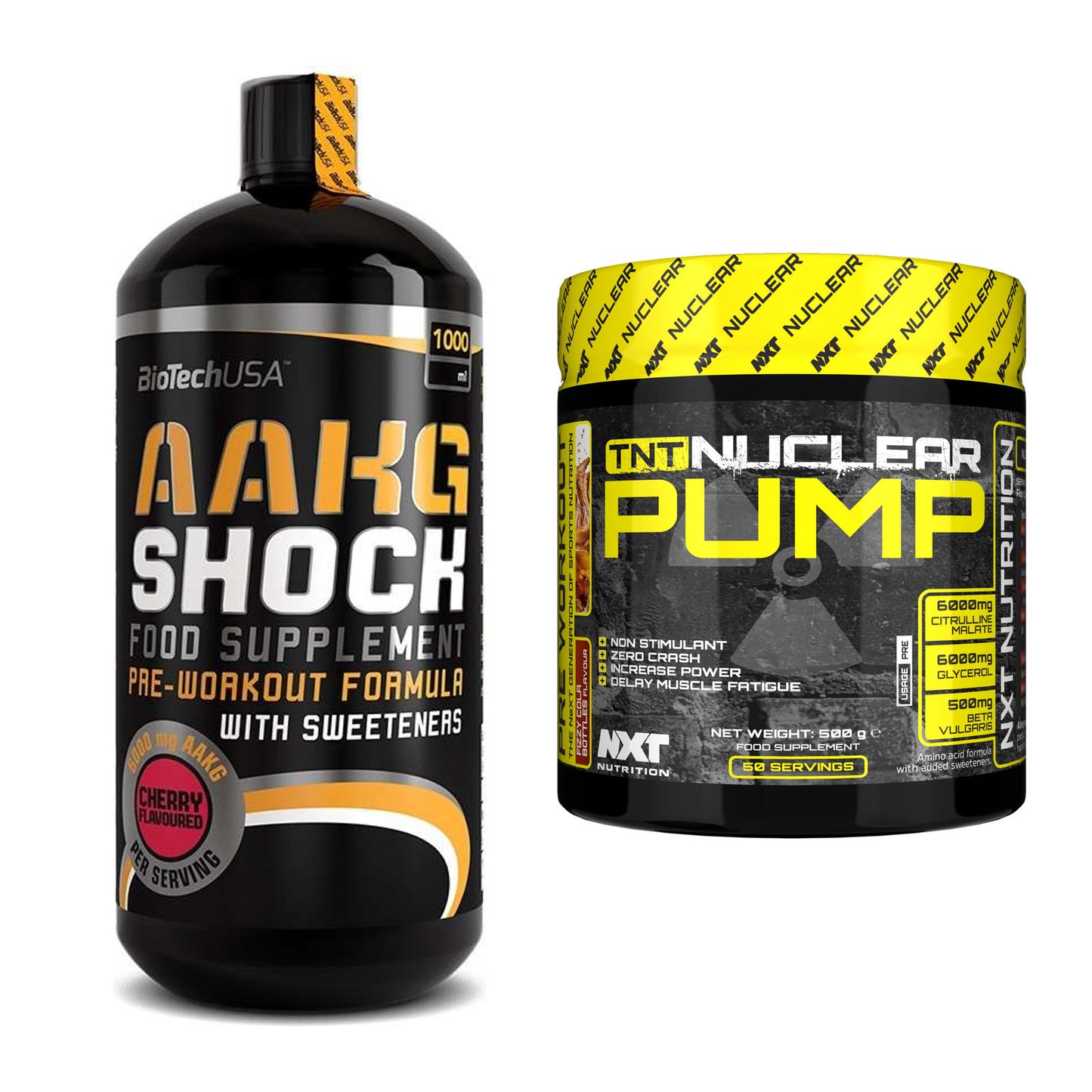 Pump-Set: BioTech AAKG Shock Extreme + NXT Nutrition TNT Nuclear Pump – alle enthaltenen Artikel