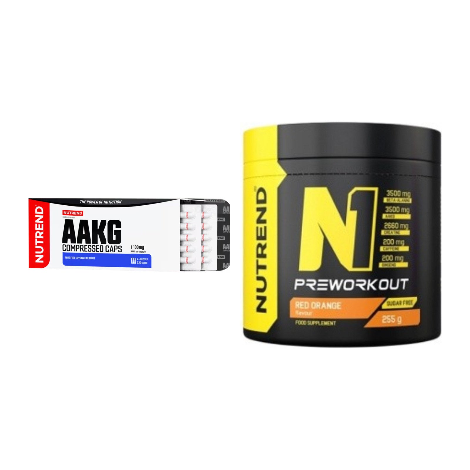Pump-Set: Nutrend AAKG Compressed + Nutrend N1 Preworkout 255g – alle enthaltenen Artikel