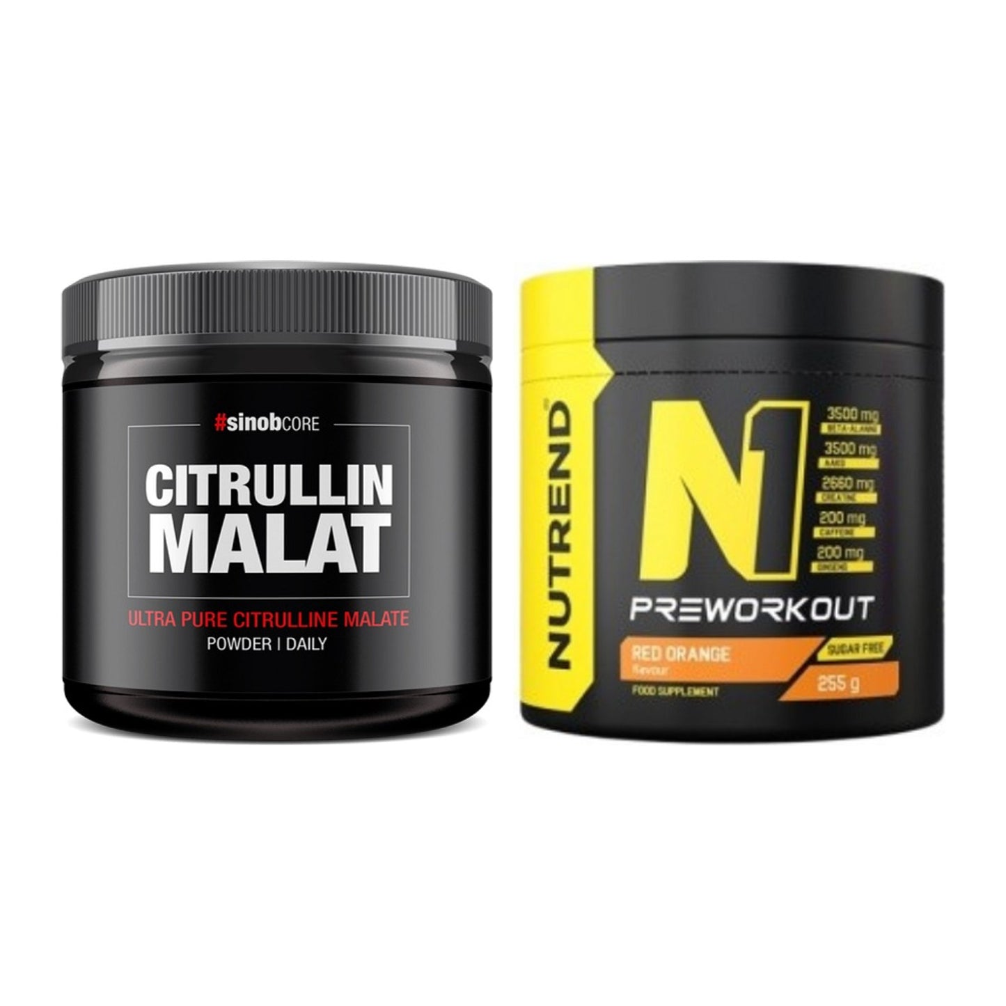 Pump-Set: Sinob Core L-Citrullin Malat + Nutrend N1 Preworkout 255g – alle enthaltenen Artikel