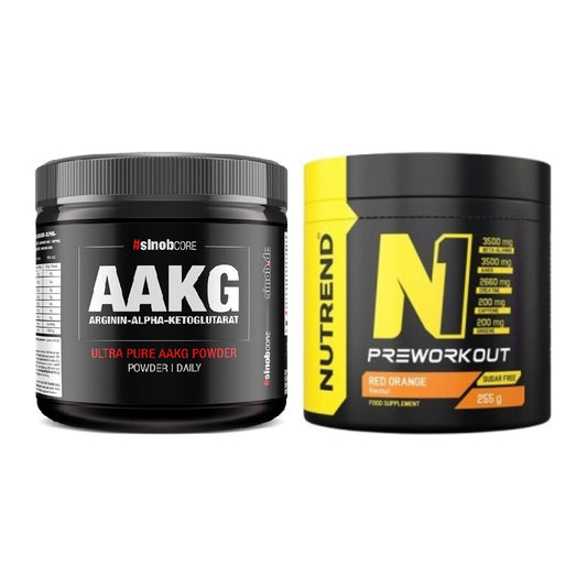 Pump-Set: Sinob Core Arginin AAKG + Nutrend N1 Preworkout 255g – alle enthaltenen Artikel