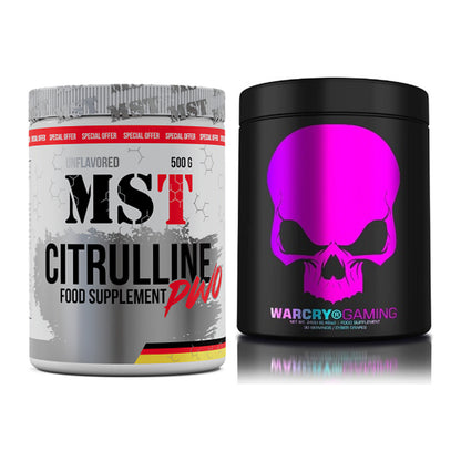 Pump-Set: MST Citrulline Malat 500g + Genius Nutrition Warcry Gaming – alle enthaltenen Artikel