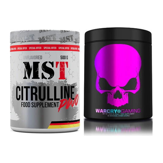 Pump-Set: MST Citrulline Malat 500g + Genius Nutrition Warcry Gaming – alle enthaltenen Artikel
