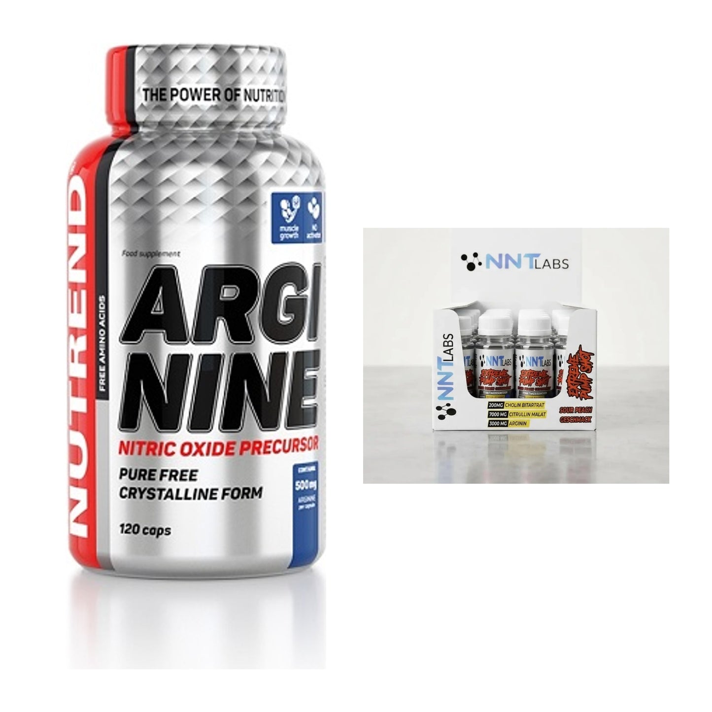 Pump-Set: Nutrend Arginine + NNT Extreme Pump Shot – alle enthaltenen Artikel