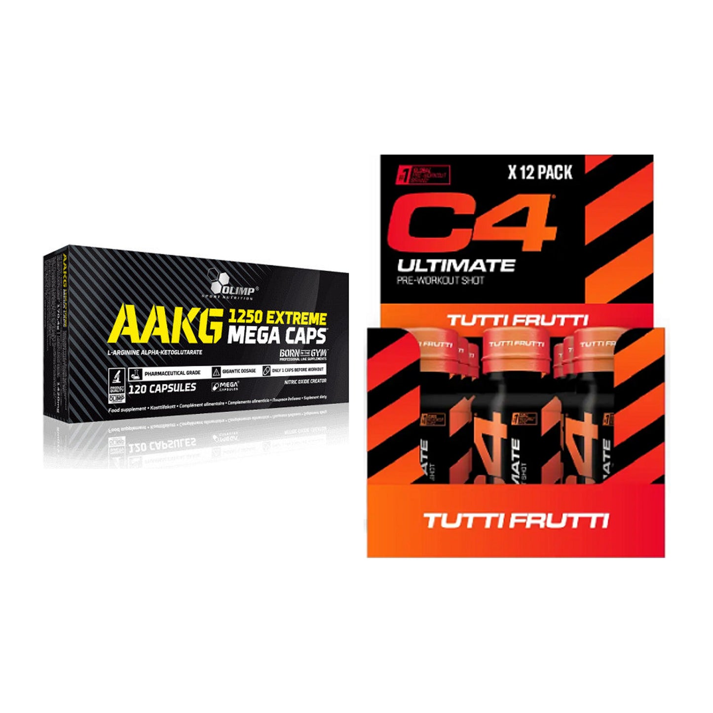 Pump-Set: Olimp AAKG Extreme Mega Caps + Cellucor C4 Ultimate – alle enthaltenen Artikel