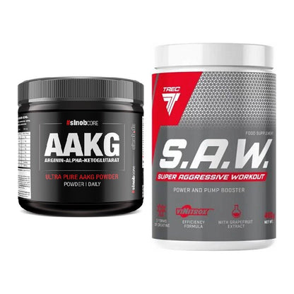 Pump-Set: Sinob Core Arginin AAKG + Trec Nutrition SAW Booster – alle enthaltenen Artikel