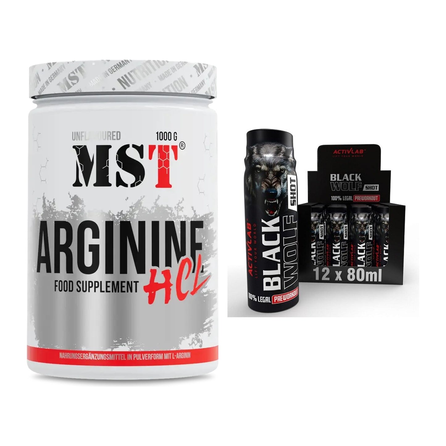 Pump-Set: MST Arginine HCL + Activlab Black Wolf Preworkout – alle enthaltenen Artikel