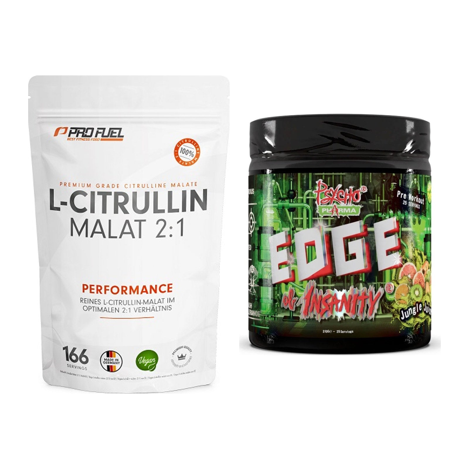 Pump-Set: ProFuel L-Citrullin Malat + Psycho Pharma Edge of Insanity – alle enthaltenen Artikel