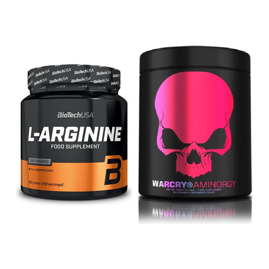 Pump-Set: BioTech L-Arginin + Genius Nutrition Warcry AminoRGY – alle enthaltenen Artikel