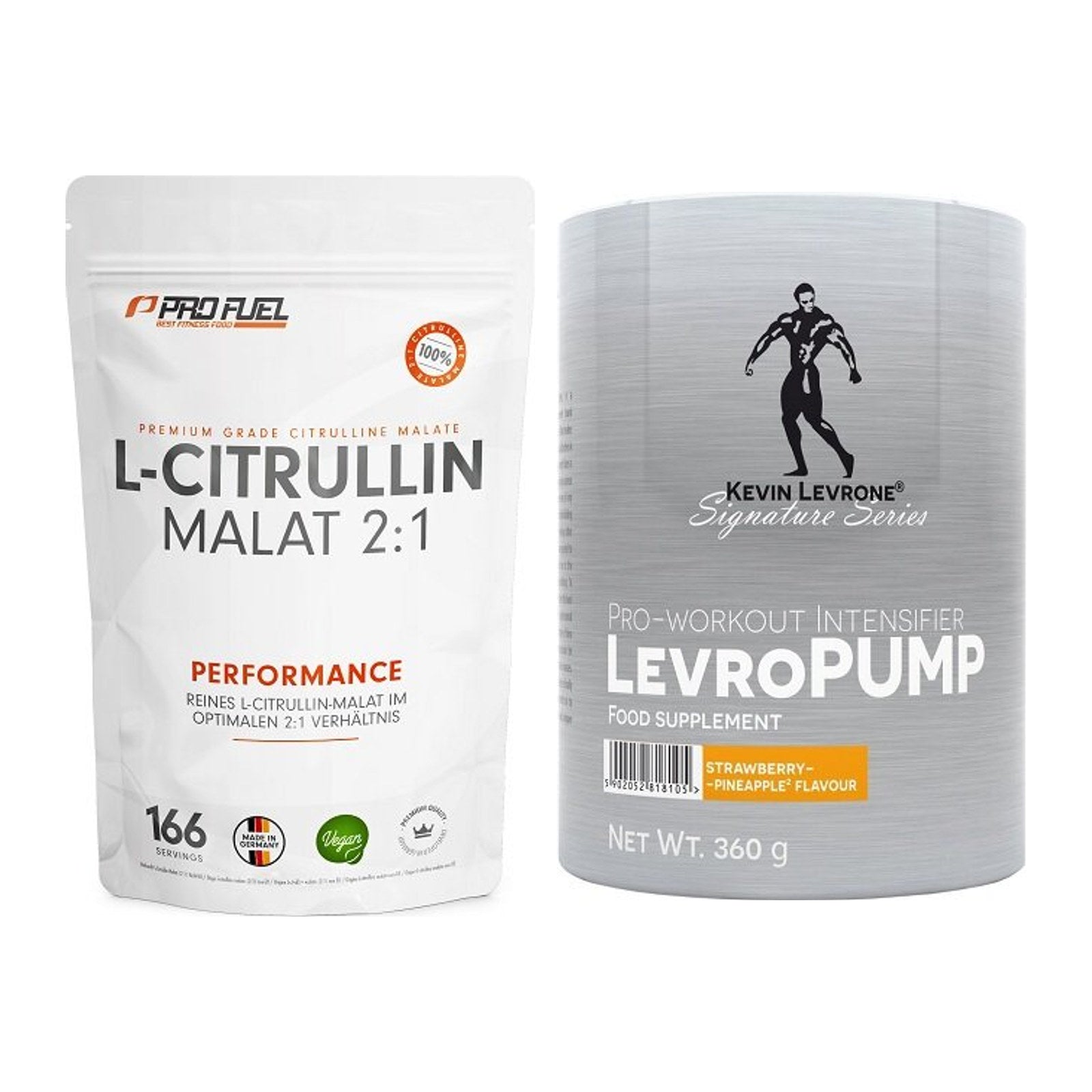 Pump-Set: ProFuel L-Citrullin Malat + Kevin Levrone Levro Pump 360g – alle enthaltenen Artikel