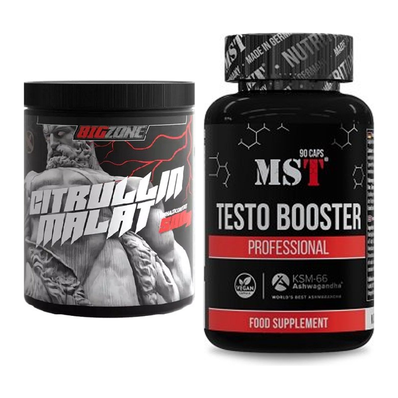 Pump-Set: Big Zone Citrullin Malat + MST Testo Booster Professional – alle enthaltenen Artikel
