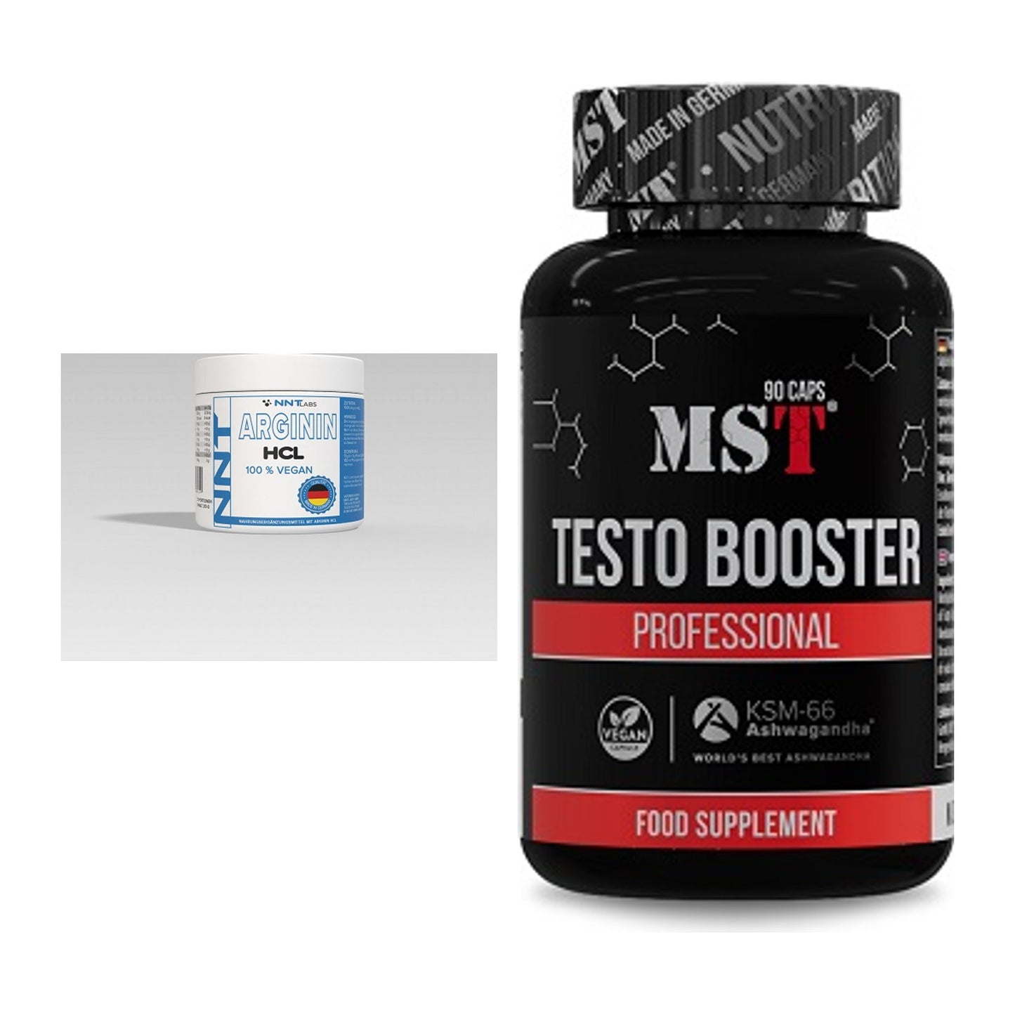 Pump-Set: NNT Arginin + MST Testo Booster Professional – alle enthaltenen Artikel