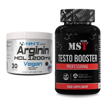 Pump-Set: NNT Arginin HCL 1200 mg + MST Testo Booster Professional – alle enthaltenen Artikel