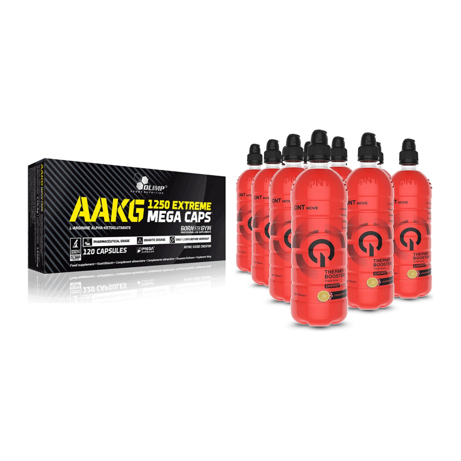 Pump-Set: Olimp AAKG Extreme Mega Caps + QNT Thermo Booster – alle enthaltenen Artikel