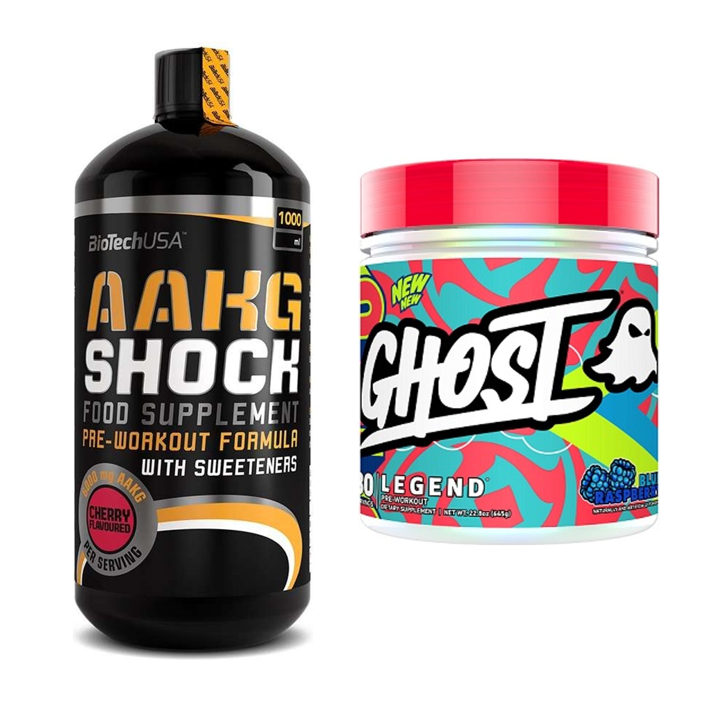 Pump-Set: BioTech AAKG Shock Extreme + Ghost Legend V4 30 Serv. – alle enthaltenen Artikel