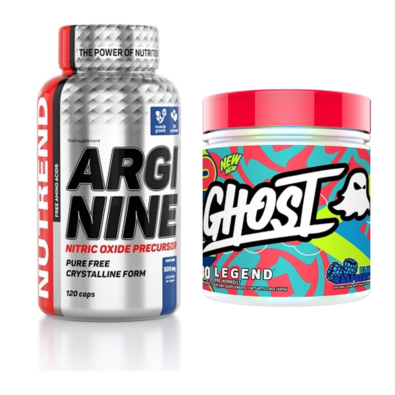 Pump-Set: Nutrend Arginine + Ghost Legend V4 30 Serv. – alle enthaltenen Artikel