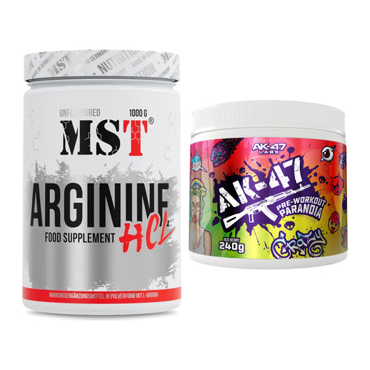 Pump-Set: MST Arginine HCL + AK47 Labs Pre-Workout Paranoia – alle enthaltenen Artikel